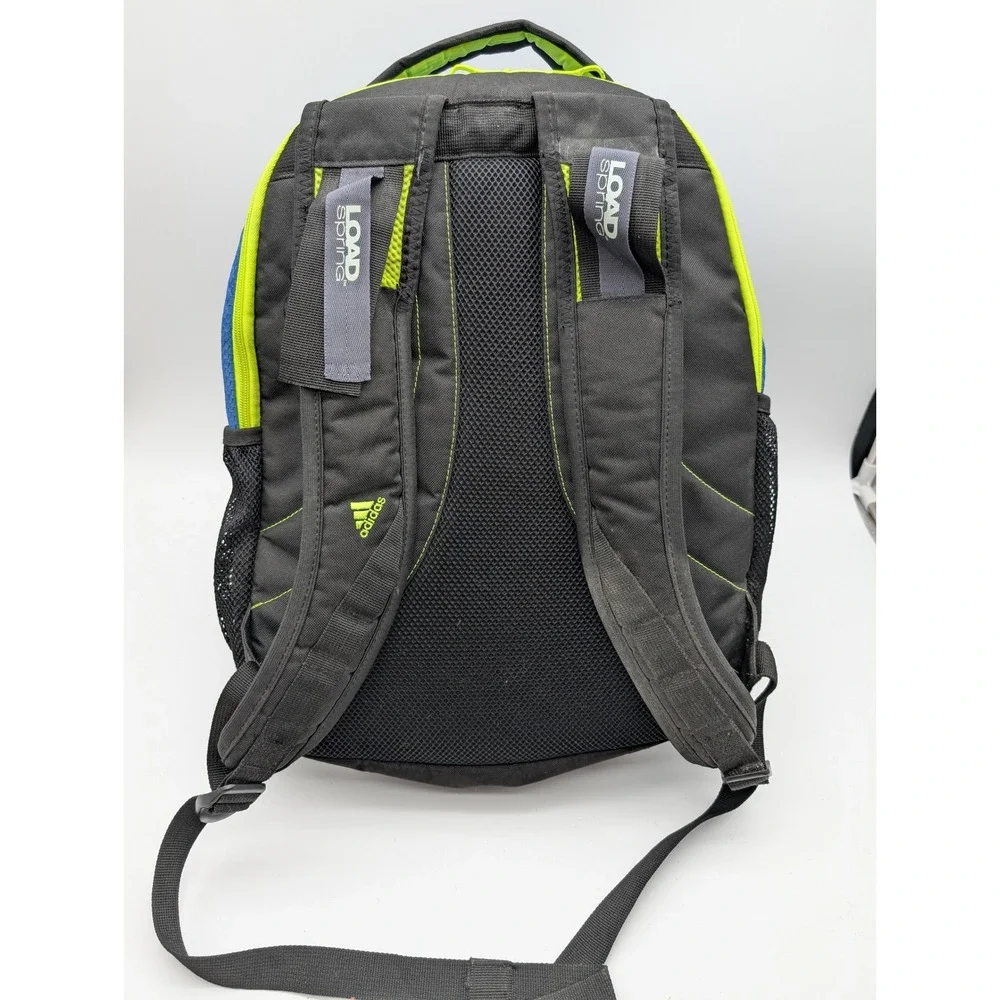 Adidas LoadSpring Backpack Blue Black Neon Yellow Multi Pocket Laptop Bag